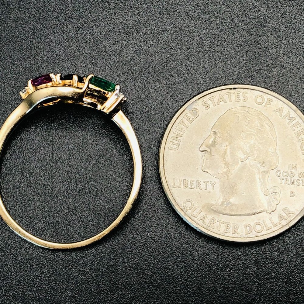 Emerald, Ruby & Sapphire Gold Ring - Picture 8 of 16